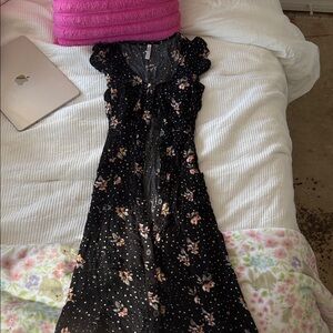 Xhilaration Black Floral Maxi Dress